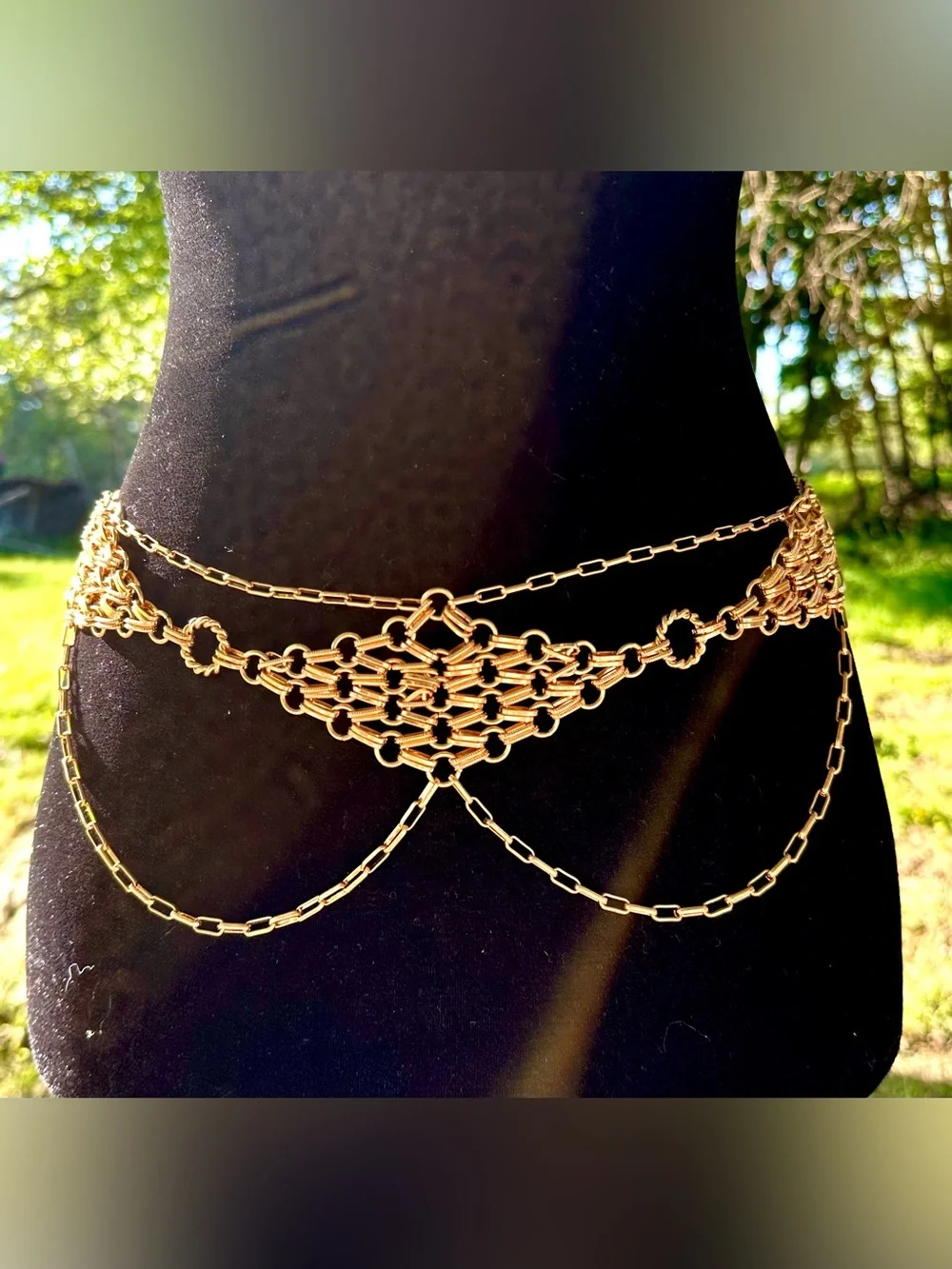 Zara Gold Layered Chain Waist Belt